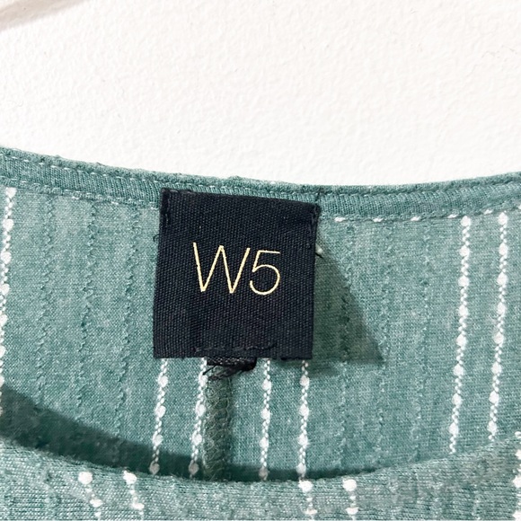 W5 Striped Pullover Knit Top with Three Quarter Split Ruffled Bell Sleeve 💚🤍 - Picture 3 of 6